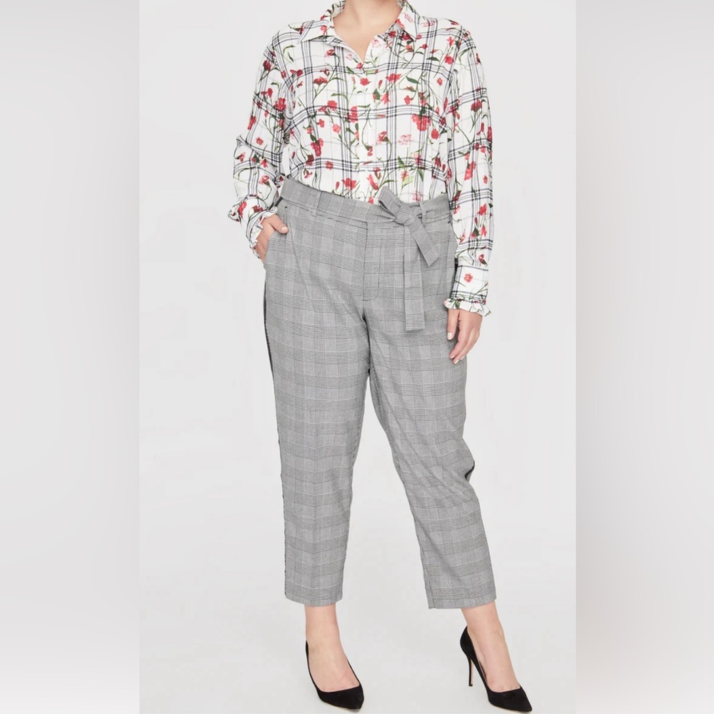 Rachel Roy Collection FLORAL CHECK‎ RUFFLE CUFF BLOUSE - Picture 4 of 15